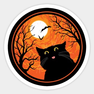 Creepy Cute Halloween Black Cat Going BLEP Sticker